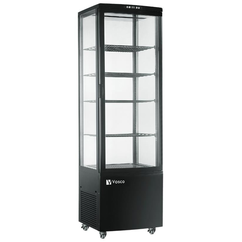 Vosco VFT-235L Dik Tip Soğutmalı Teşhir Dolabı, Siyah, 235 L, 52x49x171 cm