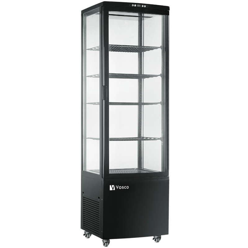 Vosco VFT-280L Dik Tip Soğutmalı Teşhir Dolabı, Siyah